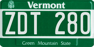 VT license plate ZDT280