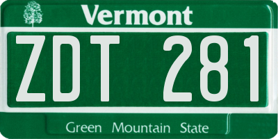 VT license plate ZDT281
