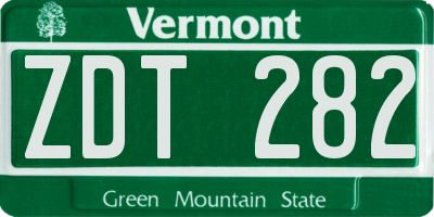 VT license plate ZDT282