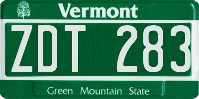VT license plate ZDT283