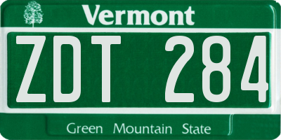 VT license plate ZDT284