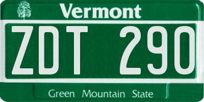 VT license plate ZDT290