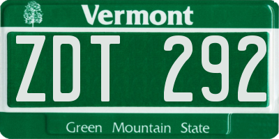 VT license plate ZDT292