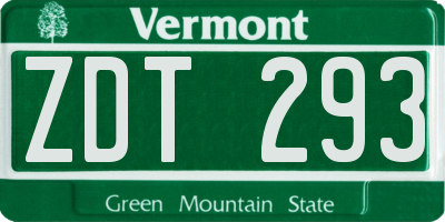 VT license plate ZDT293