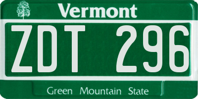VT license plate ZDT296