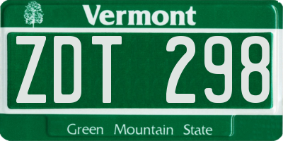 VT license plate ZDT298