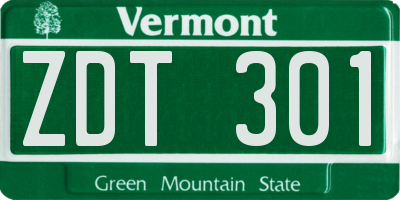 VT license plate ZDT301