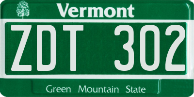 VT license plate ZDT302
