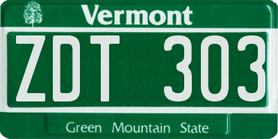 VT license plate ZDT303