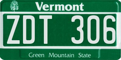 VT license plate ZDT306