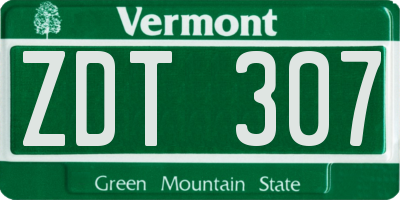 VT license plate ZDT307