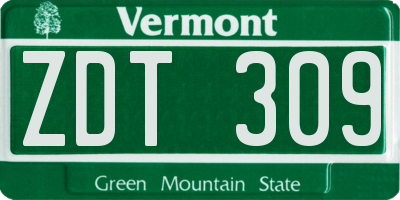 VT license plate ZDT309