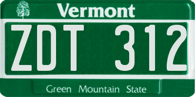 VT license plate ZDT312