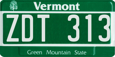 VT license plate ZDT313