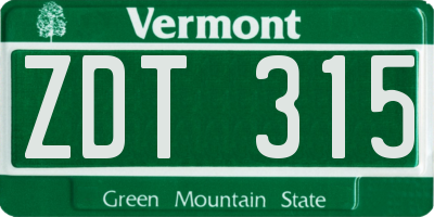 VT license plate ZDT315