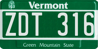 VT license plate ZDT316