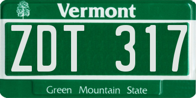 VT license plate ZDT317