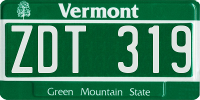 VT license plate ZDT319
