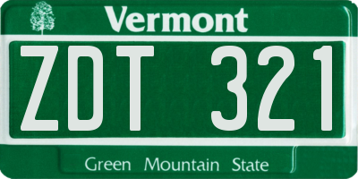 VT license plate ZDT321
