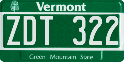 VT license plate ZDT322