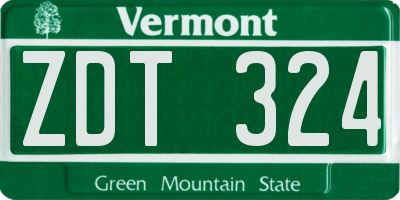 VT license plate ZDT324