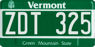 VT license plate ZDT325