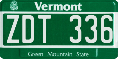 VT license plate ZDT336