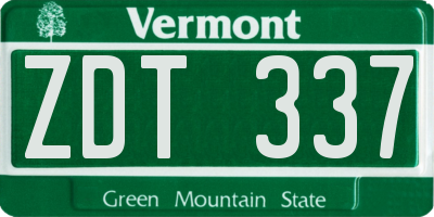 VT license plate ZDT337