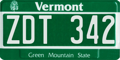 VT license plate ZDT342