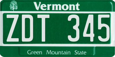 VT license plate ZDT345