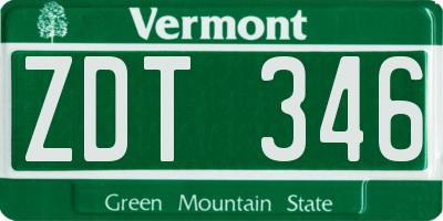 VT license plate ZDT346