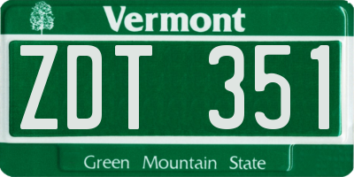 VT license plate ZDT351