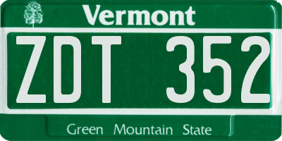 VT license plate ZDT352