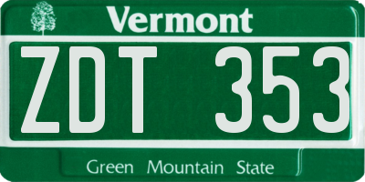 VT license plate ZDT353