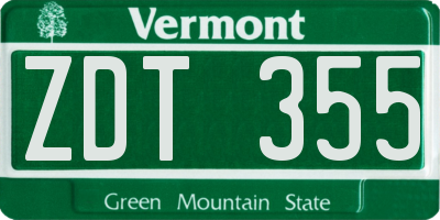 VT license plate ZDT355