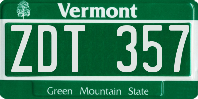 VT license plate ZDT357