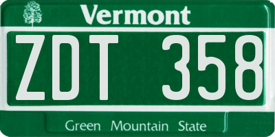 VT license plate ZDT358