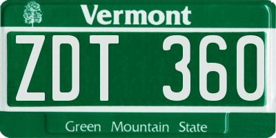 VT license plate ZDT360