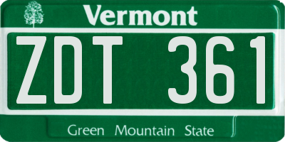 VT license plate ZDT361
