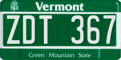VT license plate ZDT367