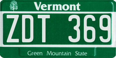 VT license plate ZDT369