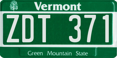 VT license plate ZDT371