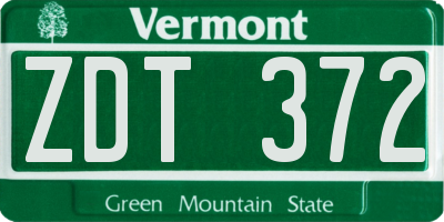VT license plate ZDT372