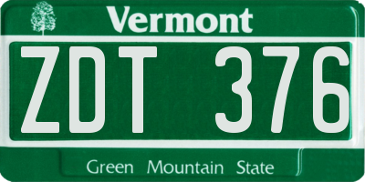 VT license plate ZDT376