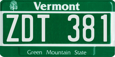 VT license plate ZDT381