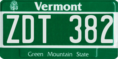 VT license plate ZDT382