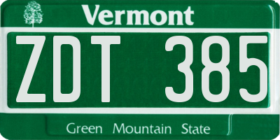 VT license plate ZDT385