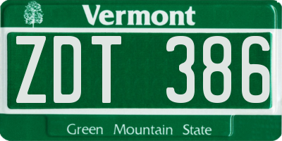 VT license plate ZDT386
