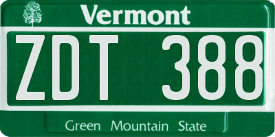 VT license plate ZDT388