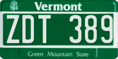 VT license plate ZDT389